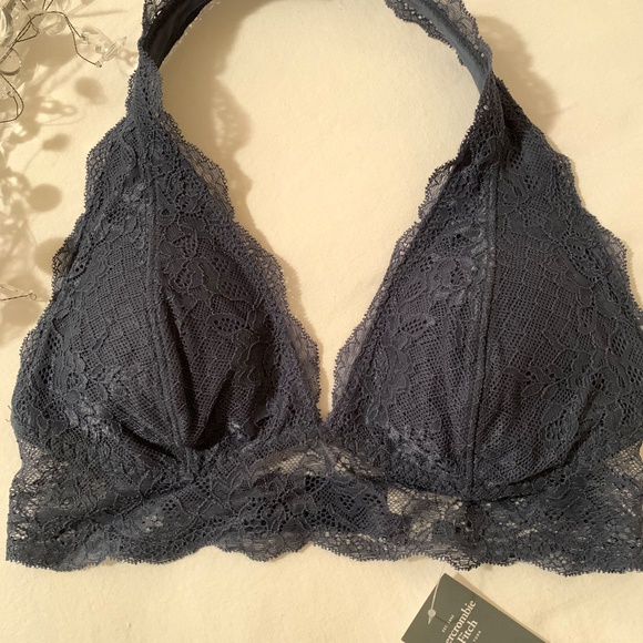 Abercrombie & Fitch Blue/ Grey Lace Halter Bralette Size Small - Picture 2 of 9